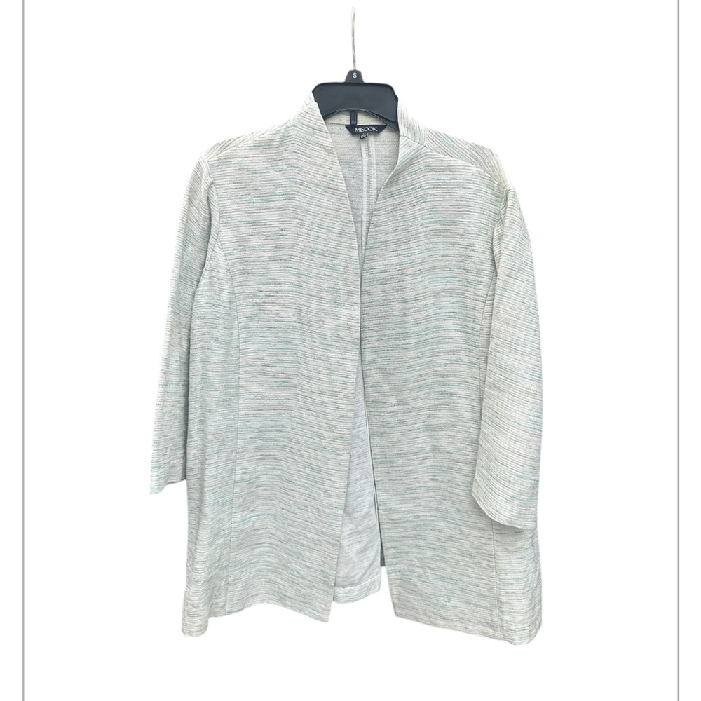 Misook Textured Cream and Green Cardigan